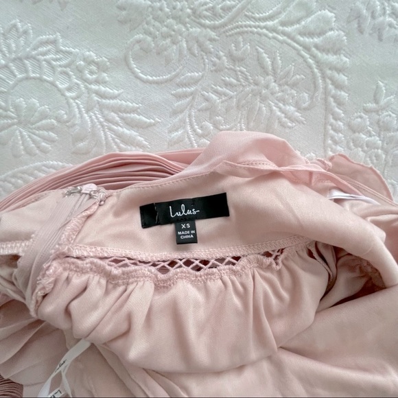 NWOT Lulu’s Never A Dull Moment Pink Chiffon A-line Pleated Tie-Strap Midi Dress - Picture 5 of 9